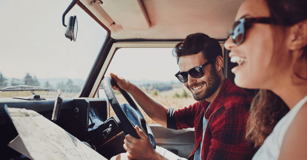 Couple planning a road trip